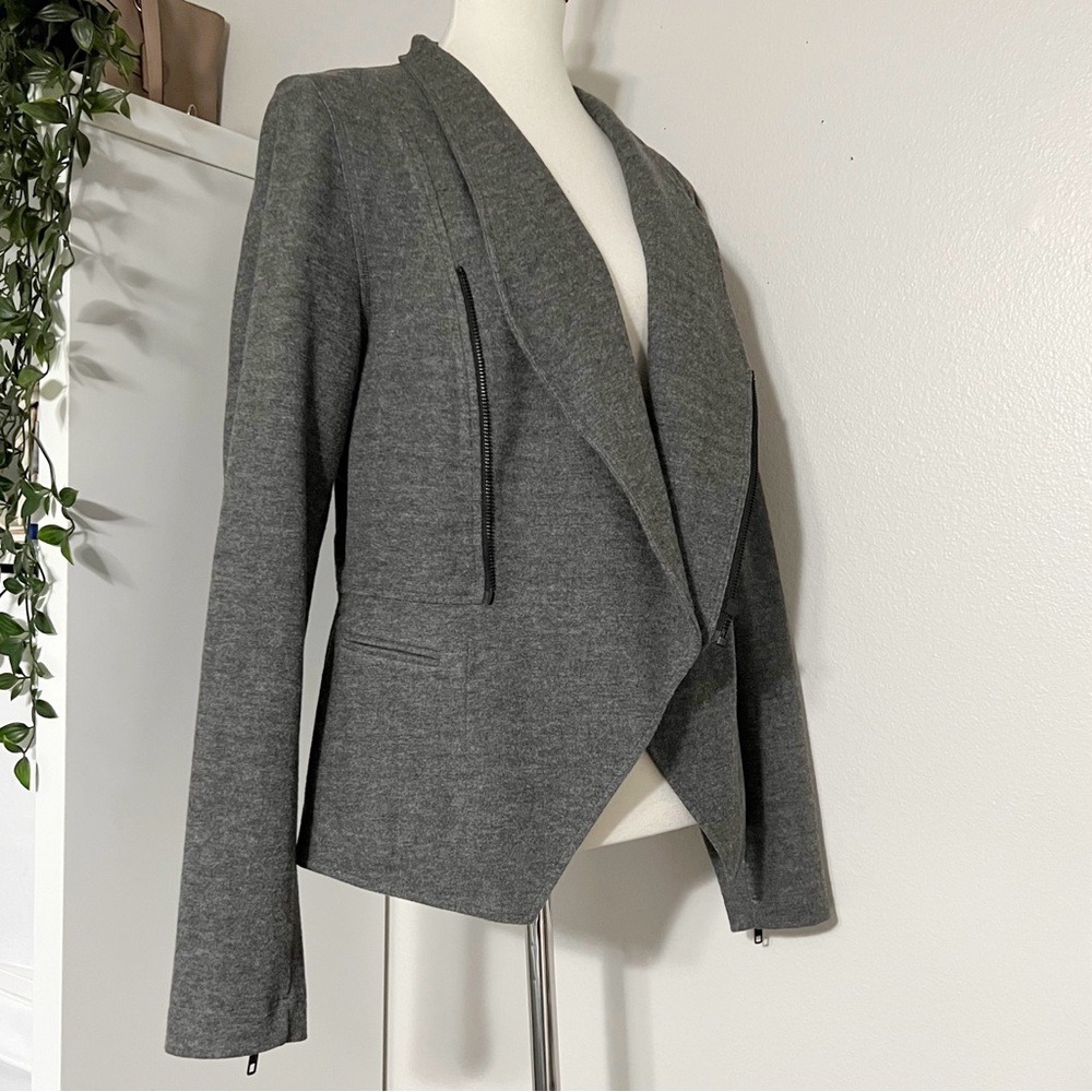 CAbi Gray Rebel Asymmetrical Zip Up Ponte Knit‎ Jacket - Picture 6 of 12